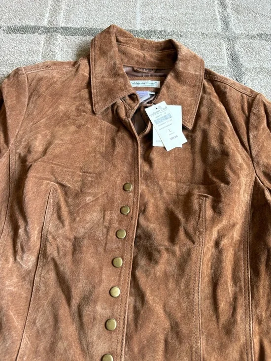 Coldwater Creek Women's Brown Suede Button-Front Jacket Size L NWT - Picture 4 of 14